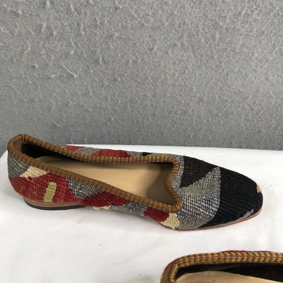 Turkish Kilim Shoes Womens 6 Wool Embroidered Carpet Loafers Indie Boho Art - Picture 14 of 16